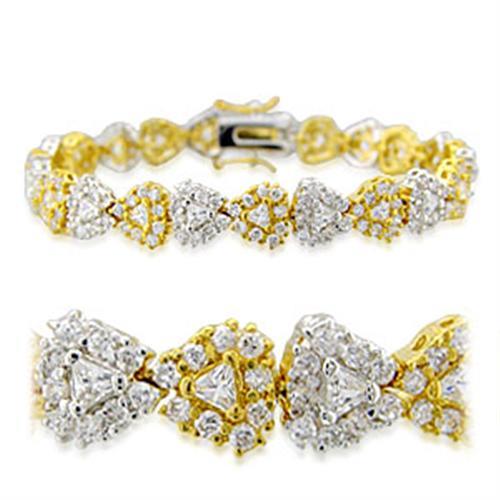 JCE711 Gold+Rhodium Brass Bracelet with AAA Grade CZ  in Clear
