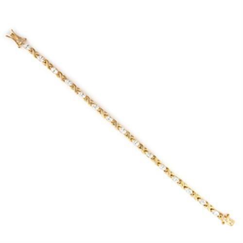 JCE713 Gold Brass Bracelet with AAA Grade CZ  in Clear