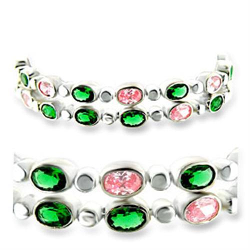 JCE001 High-Polished 925 Sterling Silver Bracelet with AAA Grade CZ  in Multi Color