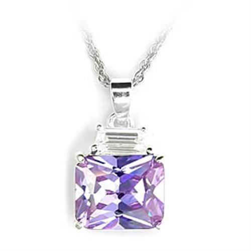 JCE306 High-Polished 925 Sterling Silver Pendant with AAA Grade CZ  in Light Amethyst-Default Title