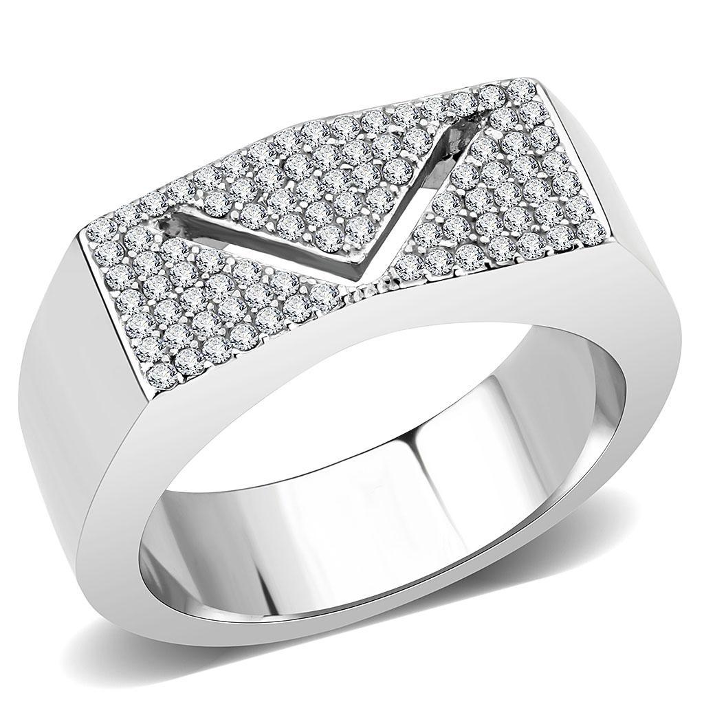 JCE303 No Plating Stainless Steel Ring with AAA Grade CZ  in Clear