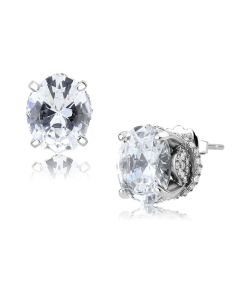 JCE325 No Plating Stainless Steel Earrings with AAA Grade CZ  in Clear