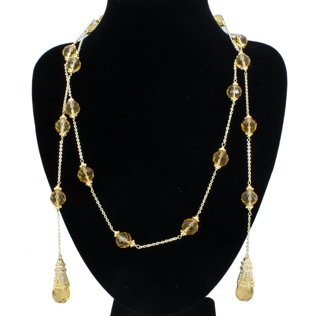 JCE1717 Gold White Metal Necklace with Synthetic Acrylic in Topaz