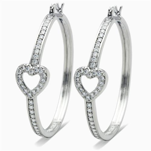 JCE1941 Rhodium Brass Earrings with AAA Grade CZ  in Clear-Default Title