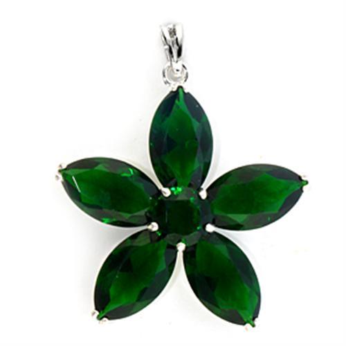 JCE226 Silver Brass Pendant with Synthetic Spinel in Peridot-Default Title