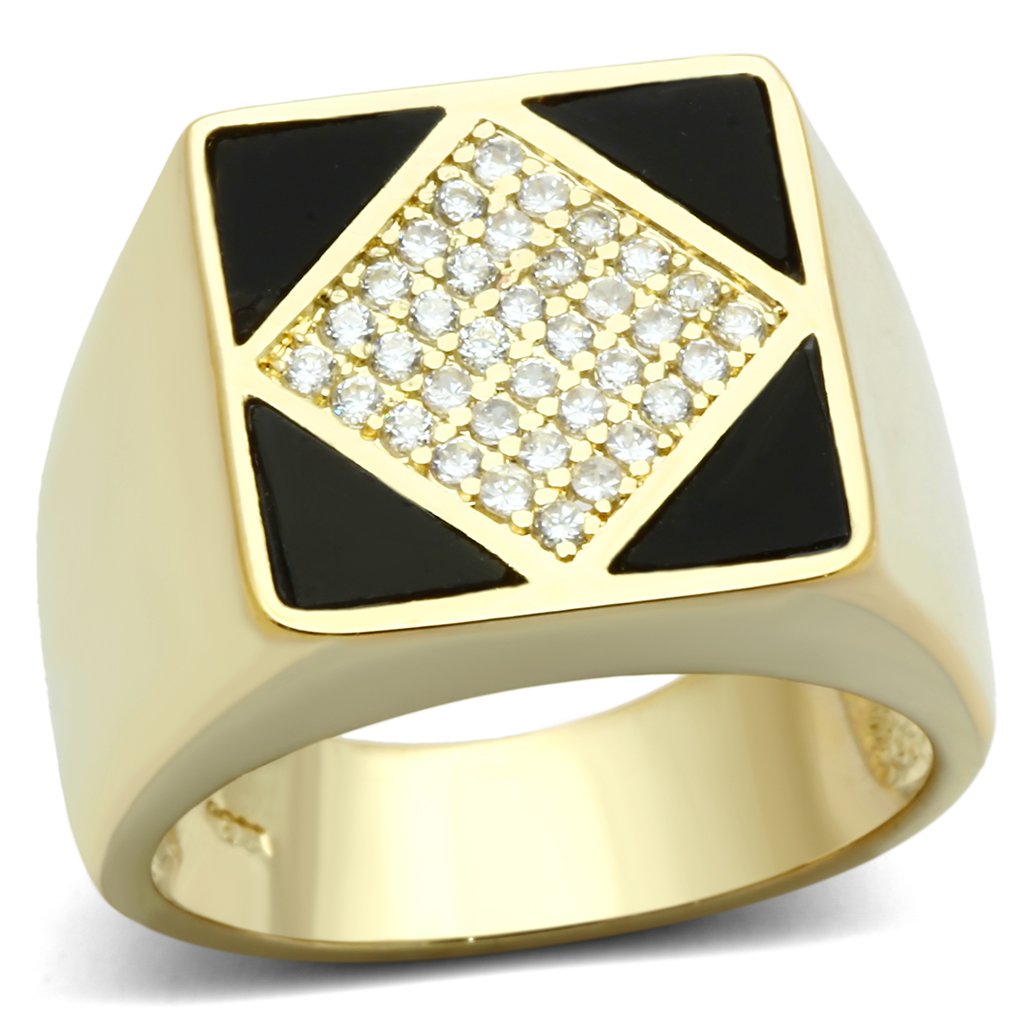 JCE2608 Gold Brass Ring with AAA Grade CZ  in Clear