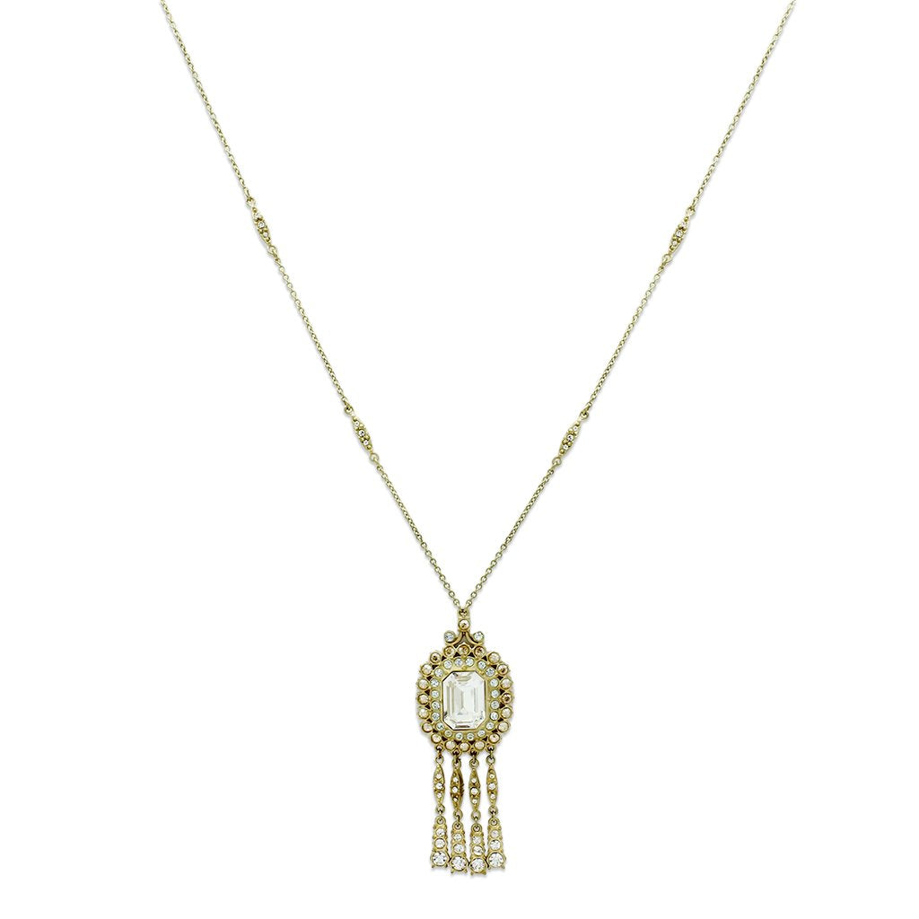 JCE2626 Gold Brass Necklace with Top Grade Crystal  in Clear
