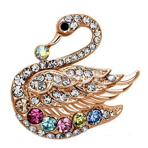 JCE2789 Flash Rose Gold White Metal Brooches with Top Grade Crystal  in Multi Color