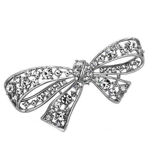 JCE2882 Imitation Rhodium White Metal Brooches with Top Grade Crystal  in Clear
