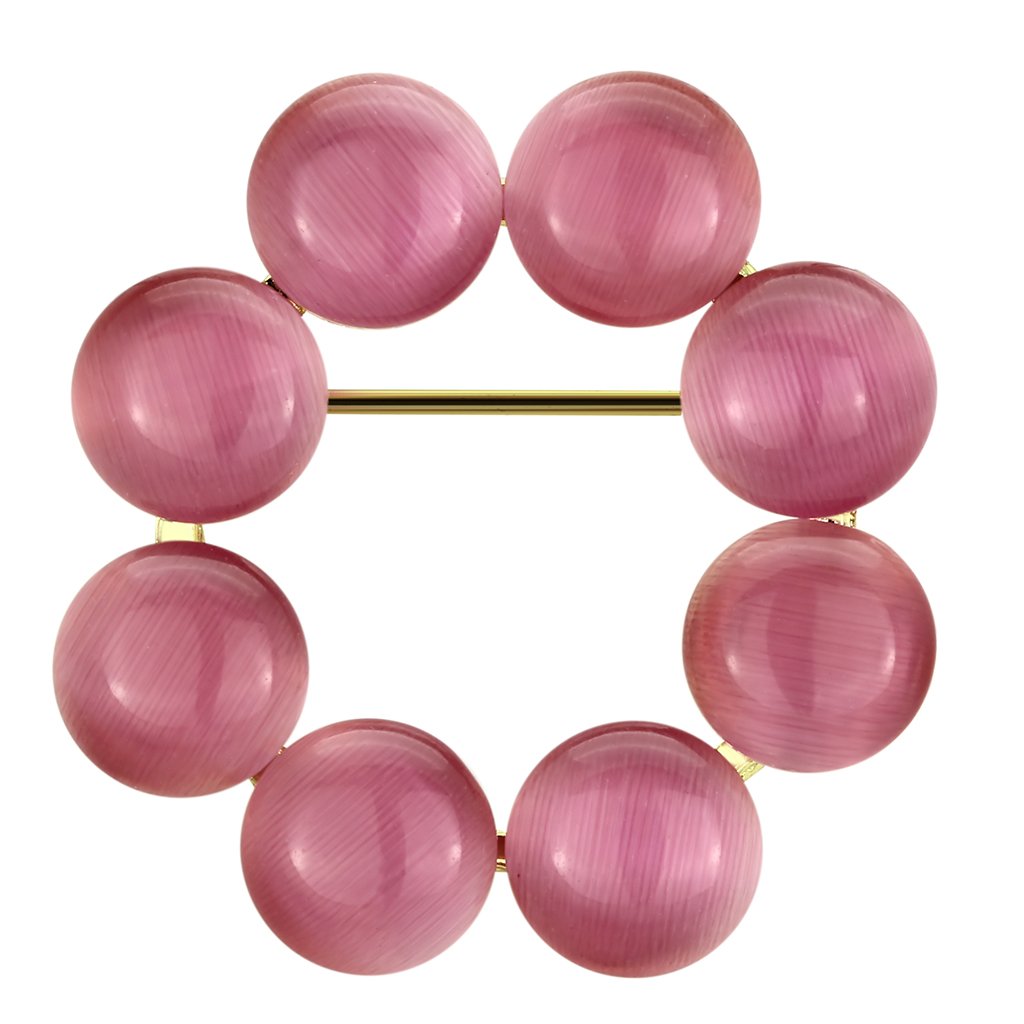 JCE2886 Flash Gold White Metal Brooches with Synthetic Cat Eye in Rose