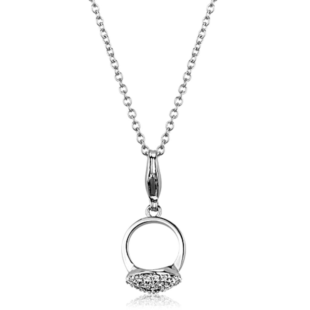 JCE3492 Rhodium Brass Pendant with AAA Grade CZ  in Clear