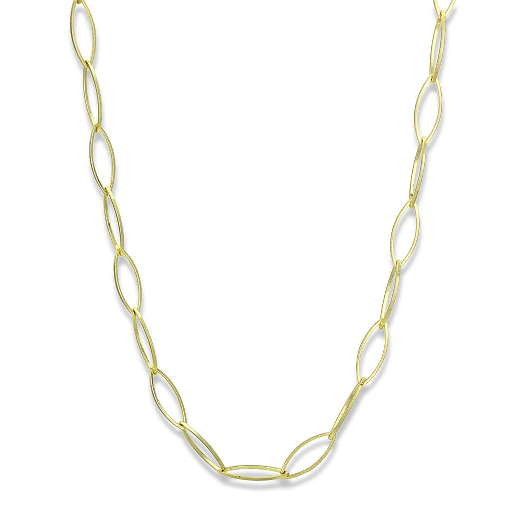 JCE3721 Gold & Brush Brass Necklace with No Stone