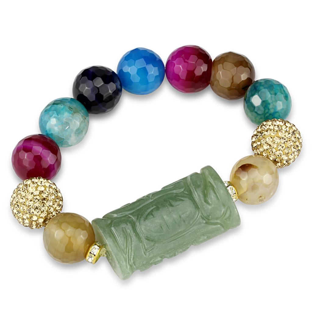 JCE3785 Gold White Metal Bracelet with Synthetic Onyx in Multi Color