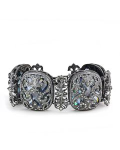JCE4225 TIN Cobalt Black Brass Bracelet with AAA Grade CZ  in Clear