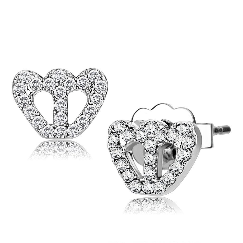 JCE4673 Rhodium Brass Earrings with Top Grade Crystal  in Clear