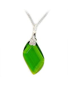 JCEA162 Rhodium Brass Chain Pendant with Synthetic Spinel in Peridot