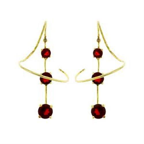 JCEAS798 Gold 925 Sterling Silver Earrings with AAA Grade CZ  in Ruby-Default Title