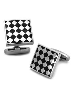 JCE1270 High polished (no plating) Stainless Steel Cufflink with Epoxy  in Jet