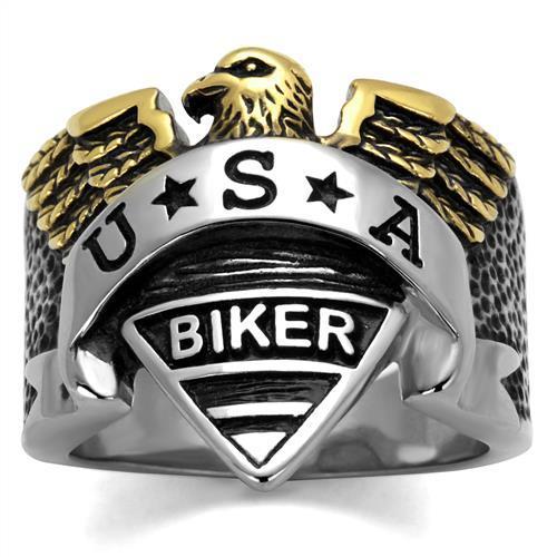 JCE2327 Two-Tone IP Gold (Ion Plating) Stainless Steel Ring with Epoxy  in Jet