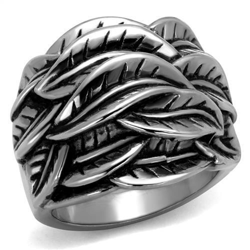 JCE2336 High polished (no plating) Stainless Steel Ring with Epoxy  in Jet