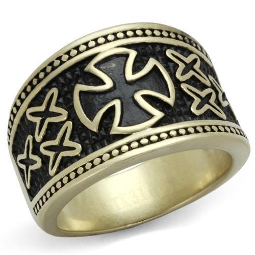 JCE2469 IP Antique Copper Stainless Steel Ring with Epoxy  in Jet