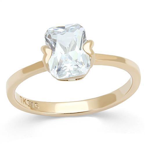 JCE3179 IP Rose Gold(Ion Plating) Stainless Steel Ring with AAA Grade CZ  in Clear