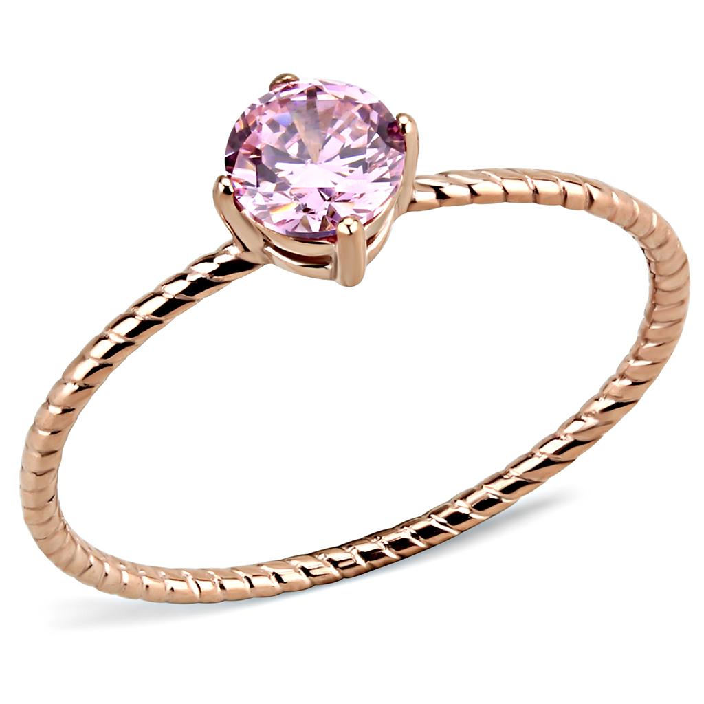 JCE3558 IP Rose Gold(Ion Plating) Stainless Steel Ring with AAA Grade CZ  in Rose