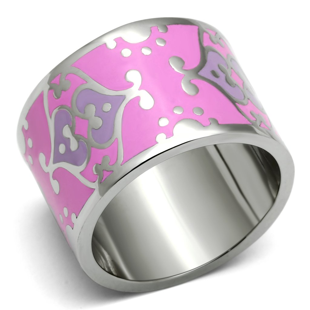 JCE685 High polished (no plating) Stainless Steel Ring with Epoxy  in Multi Color