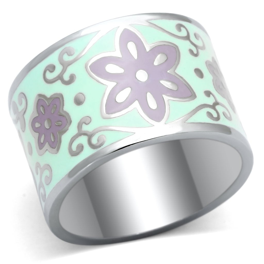 JCE824 High polished (no plating) Stainless Steel Ring with Epoxy  in Multi Color