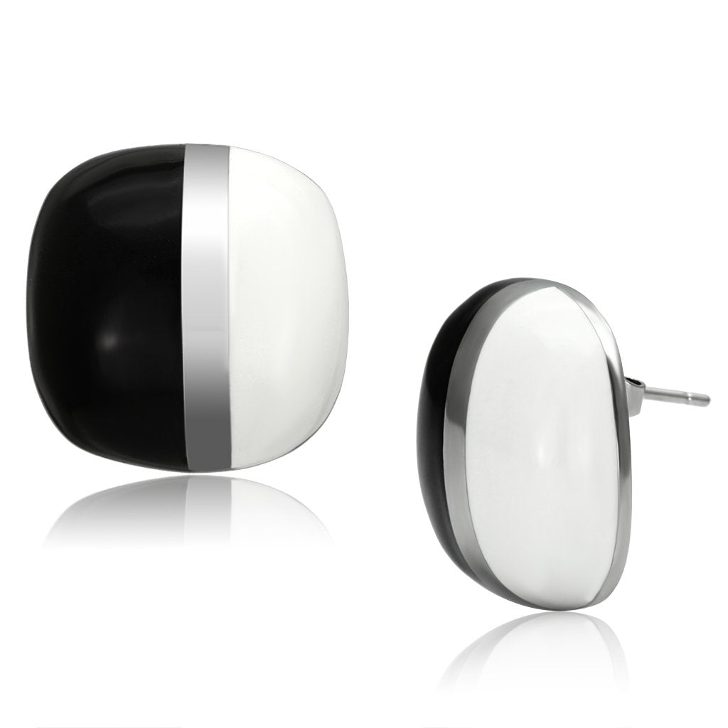 JCE898 High polished (no plating) Stainless Steel Earrings with Epoxy  in Multi Color
