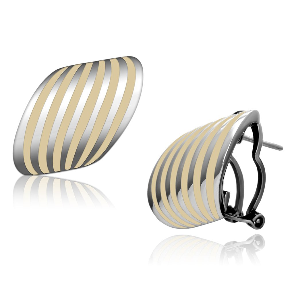 JCE910 High polished (no plating) Stainless Steel Earrings with Epoxy  in Orange