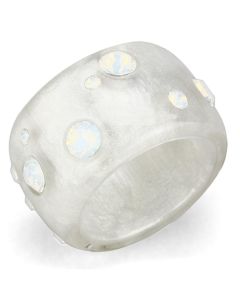 JCE078 Resin Ring with Top Grade Crystal  in Aurora Borealis (Rainbow Effect)